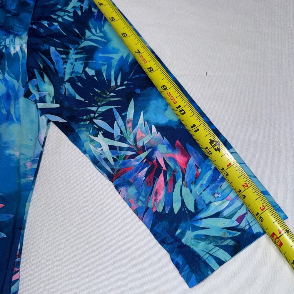 Reel Legends Womens Blue Tropical Leaf Keep-It-Cool Performance Dress S Pockets - Picture 8 of 11